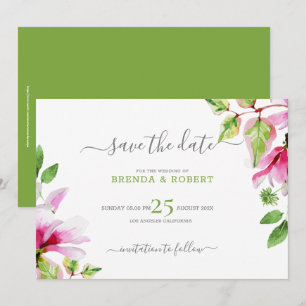 Rosa Magnolien-Blumenrahmen Save-the-Date Save The Date