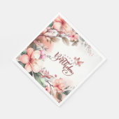 Rosa Magnolien Blüten und Vögel glücklich Geburtst Serviette (Ecke)