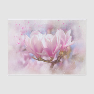 Rosa Magnolien inmitten eines glänzenden Hintergru Seidenpapier