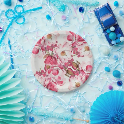 Rosa Magnolien-Papier-Teller Pappteller (Party)