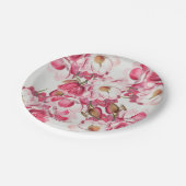 Rosa Magnolien-Papier-Teller Pappteller (Schrägansicht)