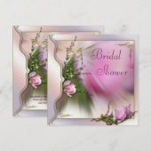 Rosa Magnolien-Schmetterlings-Schein-Brautparty Einladung (Vorne/Hinten)