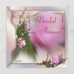 Rosa Magnolien-Schmetterlings-Schein-Brautparty Einladung