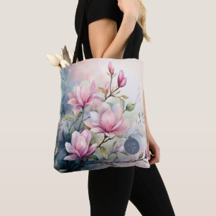 Rosa Magnolienblüten Botanisch Monogrammiert Tasche