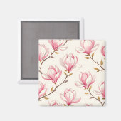 Rosa Magnolienblütenmuster Magnet (Vorderseite/Rückseite)