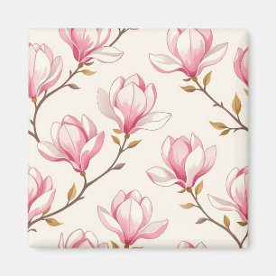 Rosa Magnolienblütenmuster Magnet
