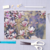 Rosa Magnolienzweig Aquarell lila Hintergrund Seidenpapier (Handwerk)