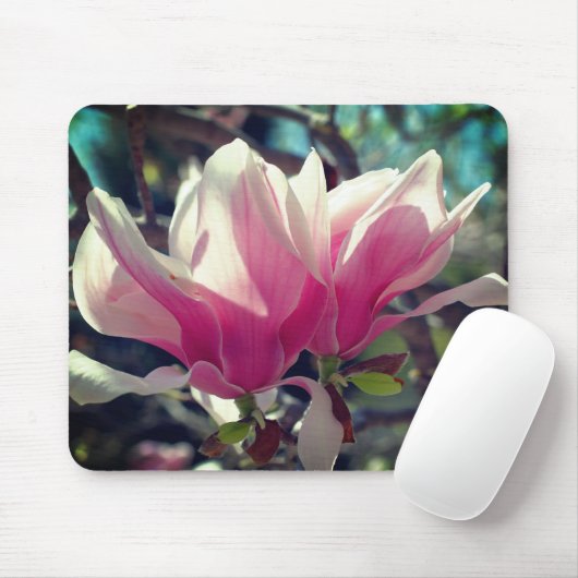 Rosa Magnolische Blume Blüten Mousepad (Mit Mouse)