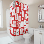 Rosa Mahjong chinesisches Fliesenspiel asiatisch Duschvorhang (Beispiel)