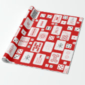 Rosa Mahjong chinesisches Fliesenspiel asiatisch Geschenkpapier (Ungerollt)