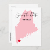 Rosa Maine - Rotes Herz Save the Date Ankündigungspostkarte (Vorne/Hinten)