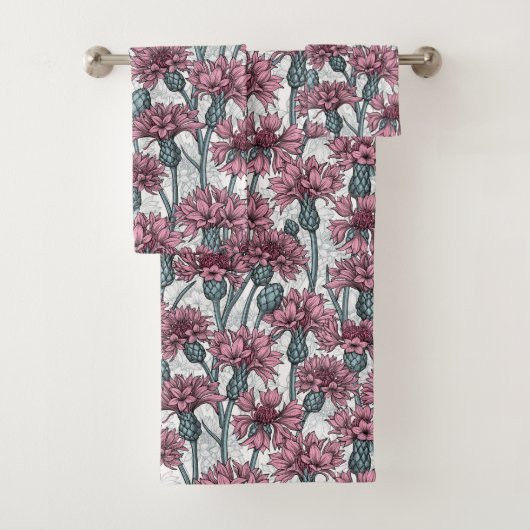 Rosa Maisblumen, weiße Blume Badhandtuch Set (Insitu)
