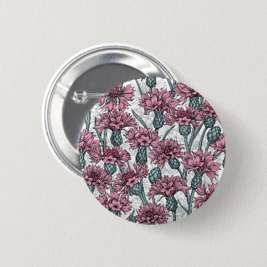 Rosa Maisblumen, weiße Blume Button (Vorne & Hinten)