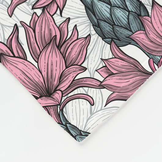 Rosa Maisblumen, weiße Blume Fleecedecke (Ecke)