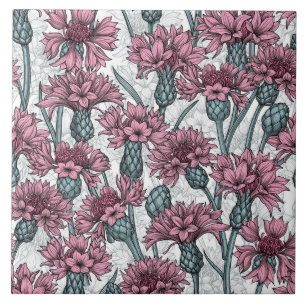 Rosa Maisblumen, weiße Blume Fliese