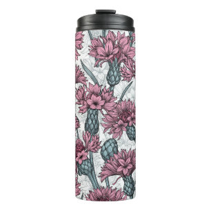 Rosa Maisblumen, weiße Blume Thermosbecher