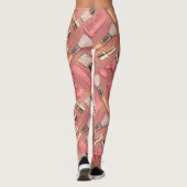 Rosa Make-up-Kosmetik-Muster Glitter Leggings (Rückseite)