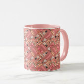 Rosa Make-up-Kosmetik-Muster Glitter Tasse (VorderseiteRechts)