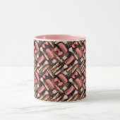 Rosa Make-up-Kosmetik-Muster Glitter Tasse (Zentrum)