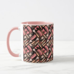 Rosa Make-up-Kosmetik-Muster Glitter Tasse