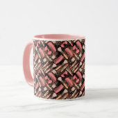 Rosa Make-up-Kosmetik-Muster Glitter Tasse (Vorderseite Links)