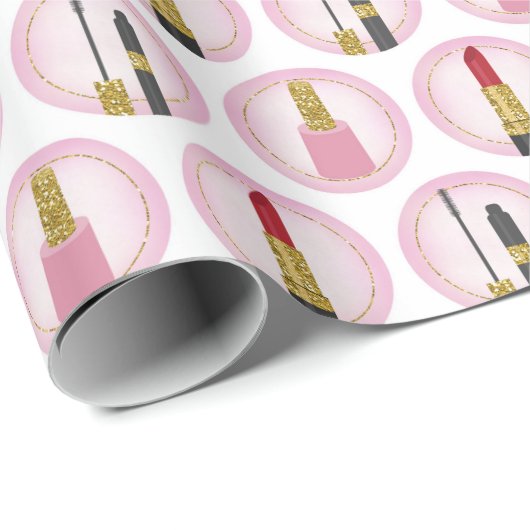 Rosa Make-upkosmetik-MusterCosmetology Geschenkpapier (Rolleneckpunkt)