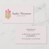 Rosa Makeup Artist Gold-Sequenzen Lipstick Schönhe Visitenkarte (Vorne/Hinten)