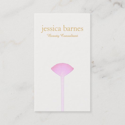 Rosa Makeup-Pinsel, einfacher Makeup-Künstler 2 Visitenkarte (Vorderseite)