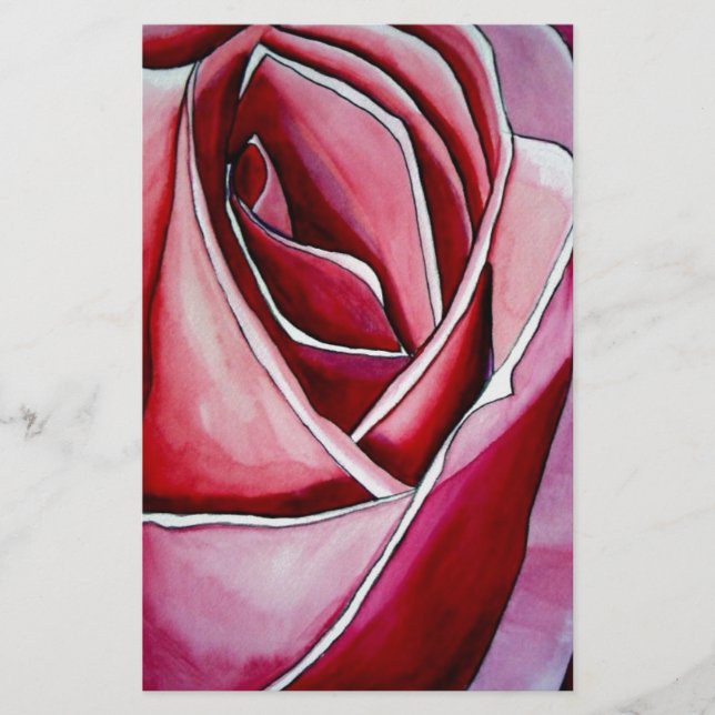 Rosa Makro Blumen Aquarell abstrakte Kunst (Vorderseite)