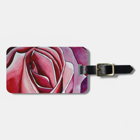 Rosa Makro Blumen Aquarell abstrakte Kunst Gepäckanhänger (Vorderseite horizontal)