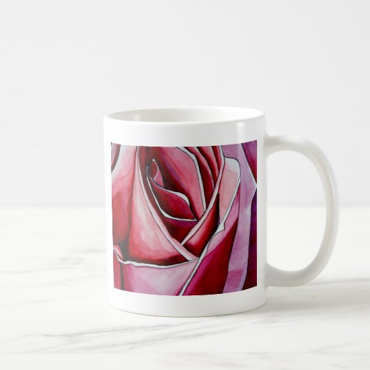 Rosa Makro Blumen Aquarell abstrakte Kunst Kaffeetasse (Rechts)