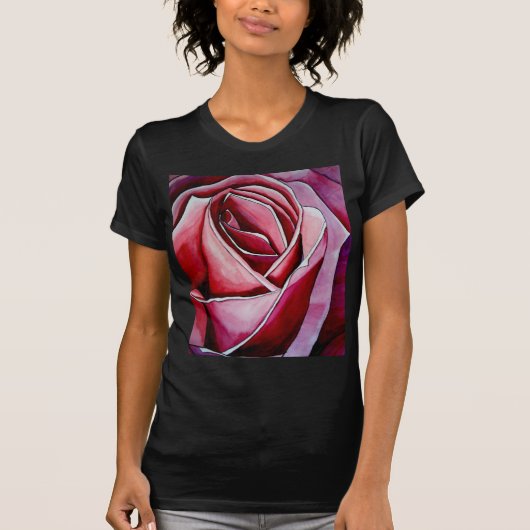 Rosa Makro Blumen Aquarell abstrakte Kunst T-Shirt (Vorderseite)