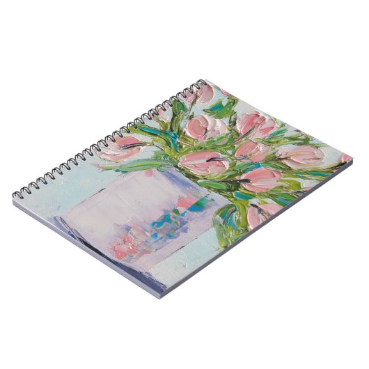 Rosa malende Tulpen, Tulpe-Kunst, strukturierte Notizblock (Linke Seite)