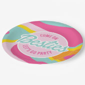 Rosa Malibu Strand Palmpool Party Geburtstag Pappteller (Schrägansicht)
