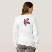 Rosa malvenfarbene Rosen-langer Hülsen-T - Shirt (Schwarz voll)