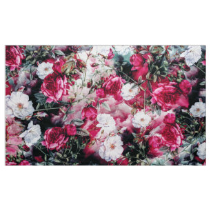 Rosa malvenfarbenes weißes mit Blumengewebe der Stoff