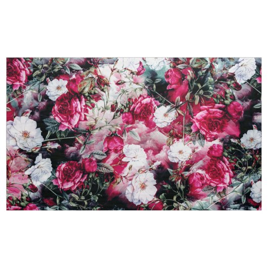 Rosa malvenfarbenes weißes mit Blumengewebe der Stoff (Yard (91,4 cm))