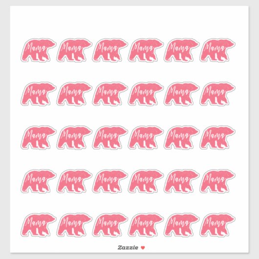 Rosa Mama Bear Aufkleber (Blatt)