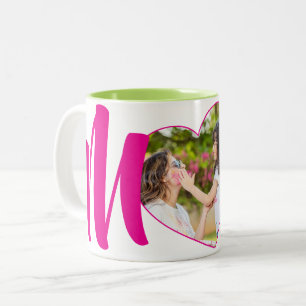 Rosa "Mama" Foto Herz Personalisiert Zweifarbige Tasse