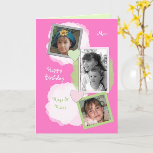 Rosa Mama Geburtstag Foto Gruß Karte (Gelbe Blume)