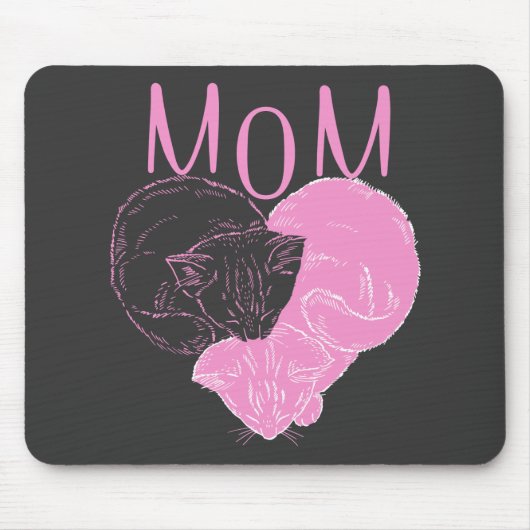 Rosa MAMA Herzkatzen Mousepad (Vorne)