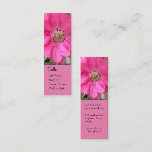 Rosa Mama Lesezeichen Mini Visitenkarte (Vorne/Hinten)