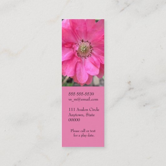 Rosa Mama Lesezeichen Mini Visitenkarte (Rückseite)