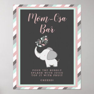 Rosa Mama-Osa Bar Elephant Baby Duschgetränke Unte Poster
