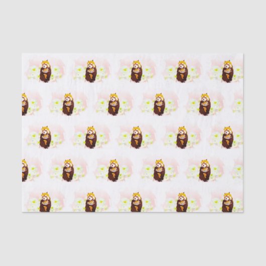 Rosa Mama Rotes Panda Babyfachpapier Seidenpapier (Vorderseite)