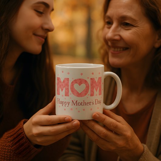 Rosa Mama Tasse - Muttertagsherz und Blumendesign