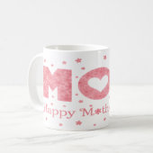 Rosa Mama Tasse - Muttertagsherz und Blumendesign (Vorderseite Links)