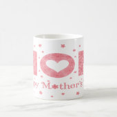 Rosa Mama Tasse - Muttertagsherz und Blumendesign (Mittel)