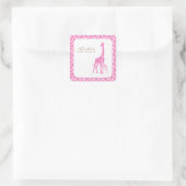 Rosa Mama und Baby Giraffen Quadratischer Aufkleber (Tasche)