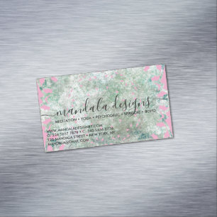 Rosa Mandala-Blumen-Schrift Magnetische Visitenkarte